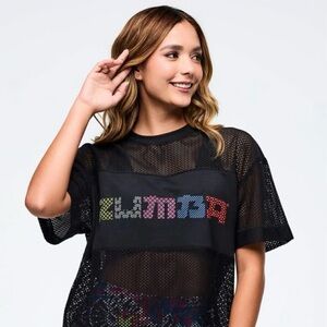 NWT Eastern Flavor Boxy Mesh top - M - Black